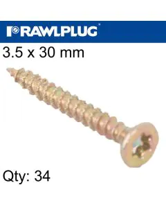 Rawlplug Chipboard Screw 3.5mm x 30mm 34pcs - Yellow