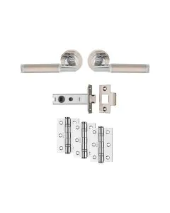 Belas Ultimate Door Latch Set - Satin Nickel and Polished Chrome