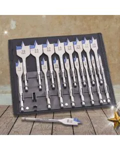 Irwin 17 Piece 4X Blue Groove Flat Bit Set